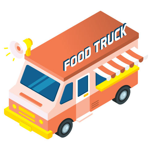 A food truck ready to serve lunch in Rosslyn, Virginia